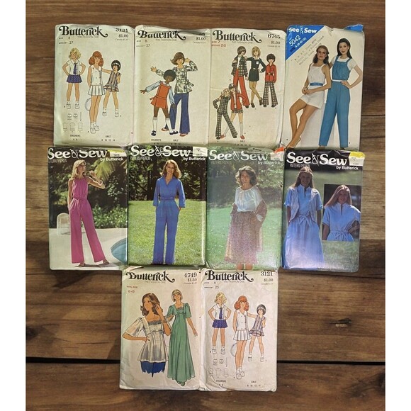 Butterick See & Sew Sewing Patterns Lot Of 10 Various (8 Uncut / 2 Cut) Vintage - Picture 1 of 6